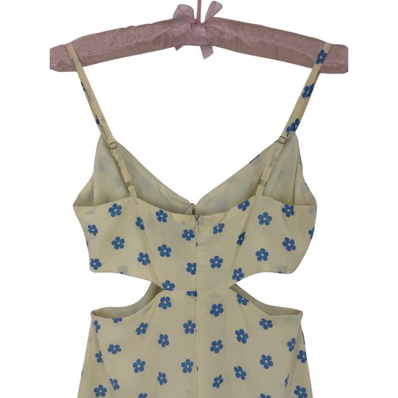 NWT Cider Floral Cutout & Keyhole Cream & Blue Boho Cottagecore Mini Dress - Picture 7 of 16
